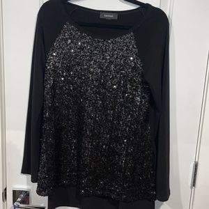 Karen Kane Black Sequin Long‎ Sleeve Blouse size medium